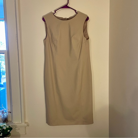 🔥 Jones New York | "Mallory" Tan Stretch Sleeveless Sheath Career Dress 10 - Picture 1 of 7